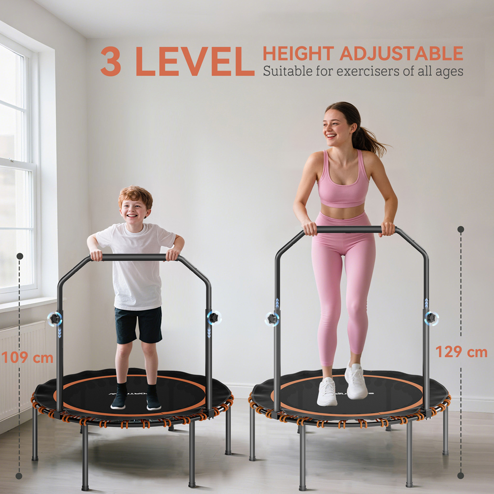SPORTNOW 3.3ft Orange Foldable Rebounder Mini Trampoline with Handle Image 8