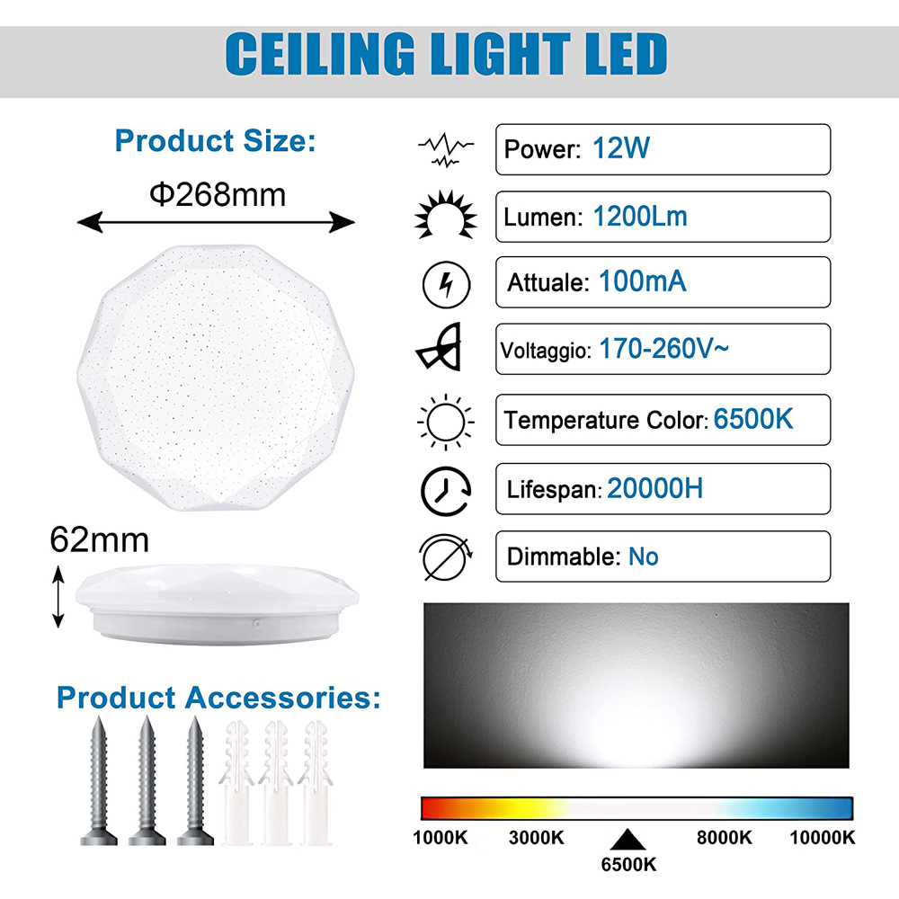 ExtraStar Cool White LED Integrated Flush Ceiling Light Image 6
