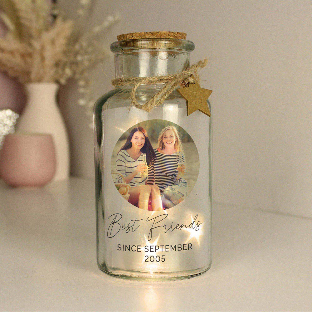 Personalised Memento Personalised Photo Upload LED Glass Jar Image 4