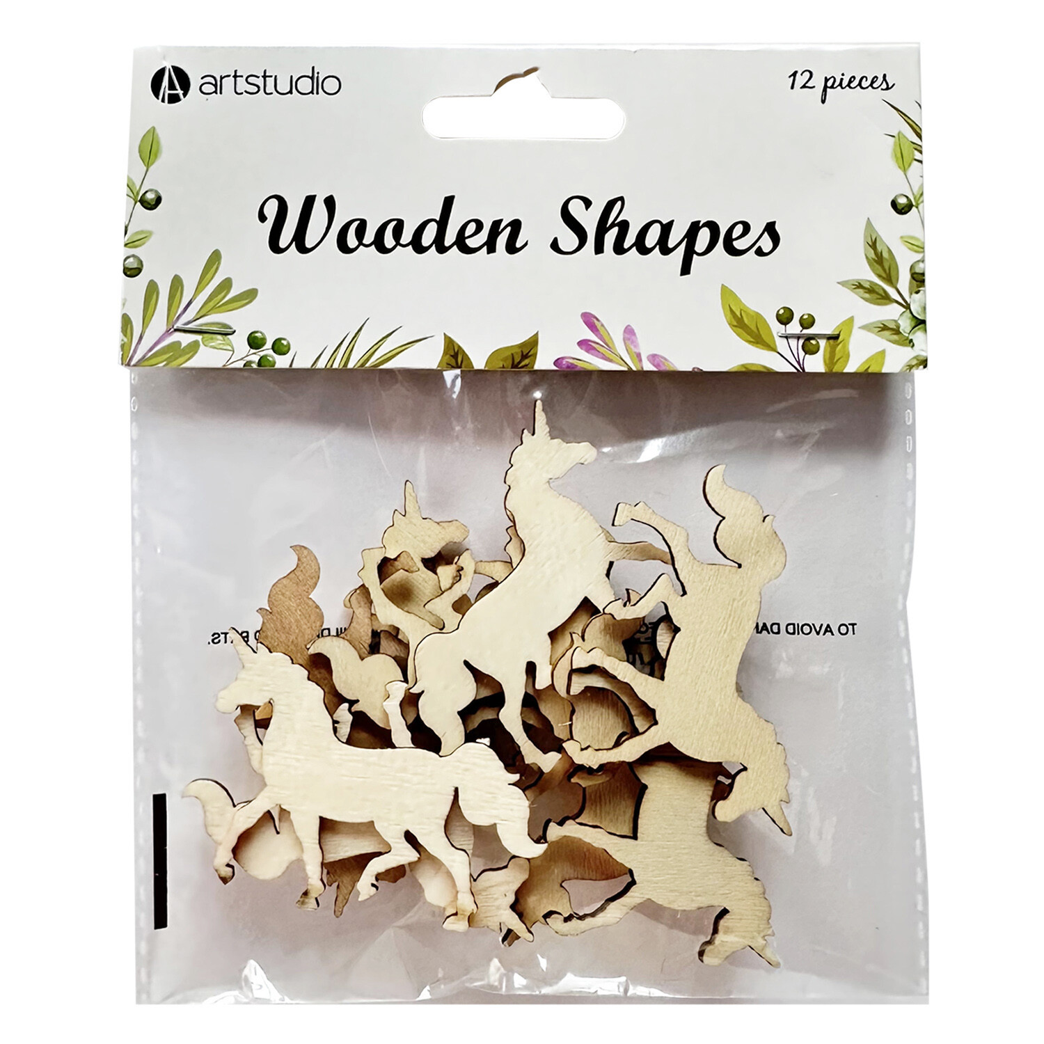 Pack of 12 Wooden Shapes - Cream Image 2