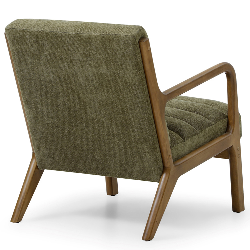 Otis Olive and Brown Chenille Static Ribbed Armchair Image 5
