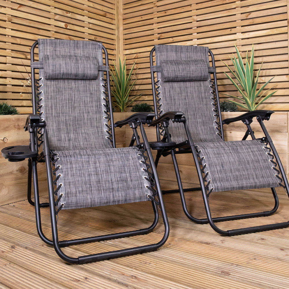 Samuel Alexander Set of 2 Mixed Grey Zero Gravity Garden Relaxer Chair Image 1