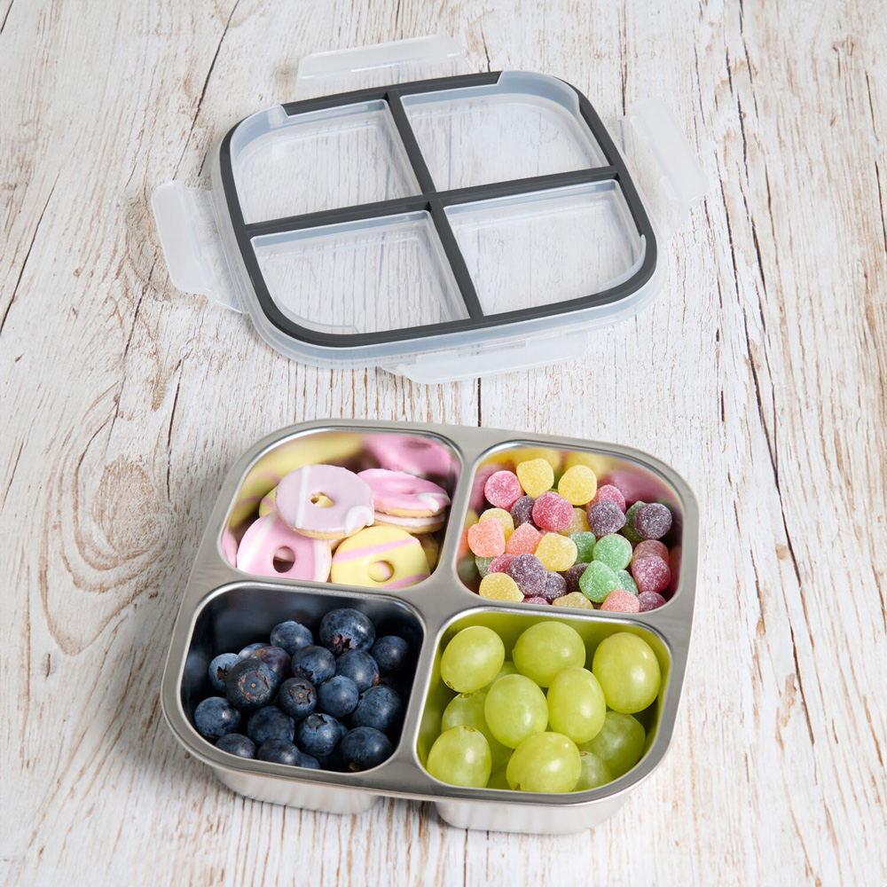 4 Compartment Stainless Steel Snack Box Image 2