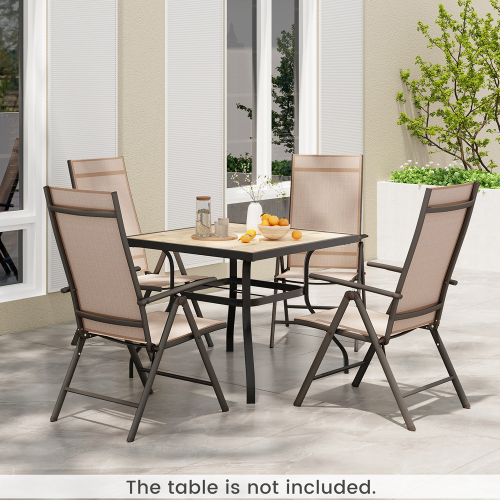 Costway Brown Folding Outdoor Sling Dining Chairs with Adjustable Backrest Image 6