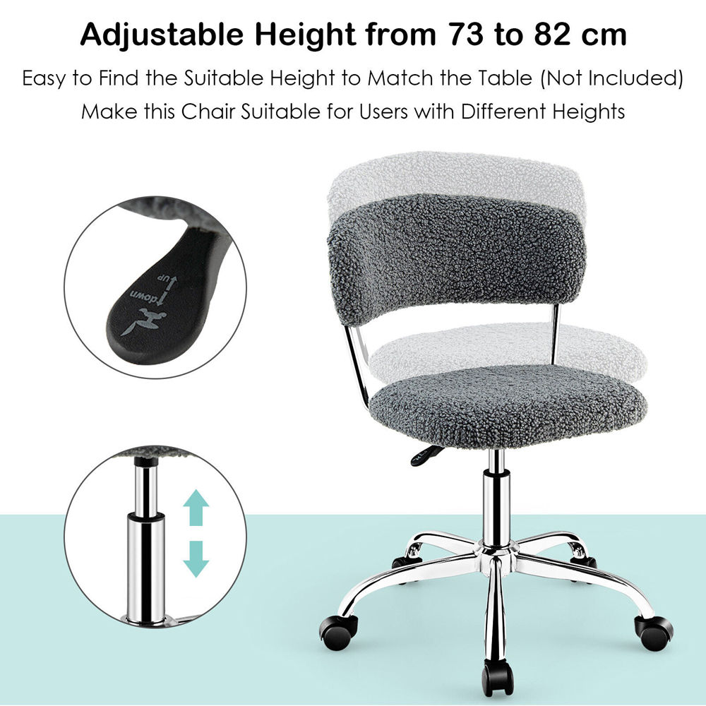 Costway Grey Faux Fur Office Chair Image 6