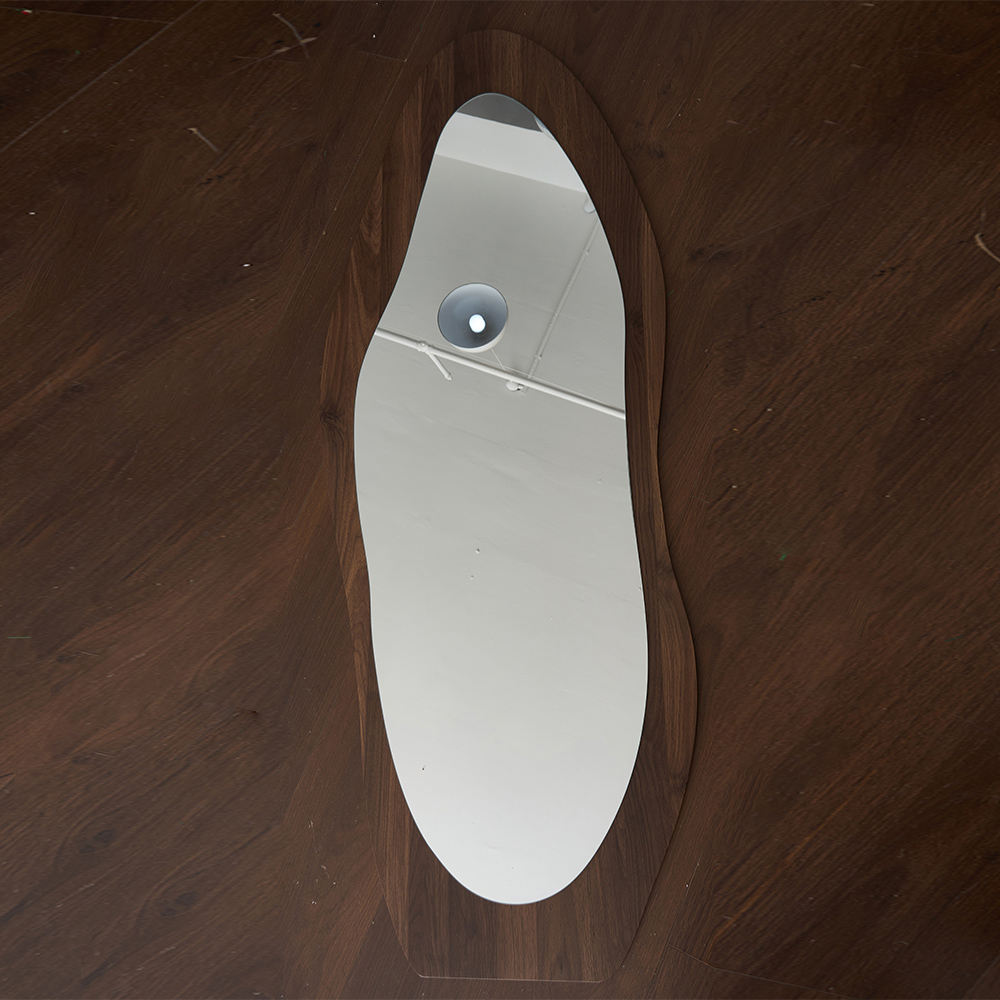 Living and Home Walnut Irregular Leaning Base Full Length Mirror 160 x 60cm Image 2