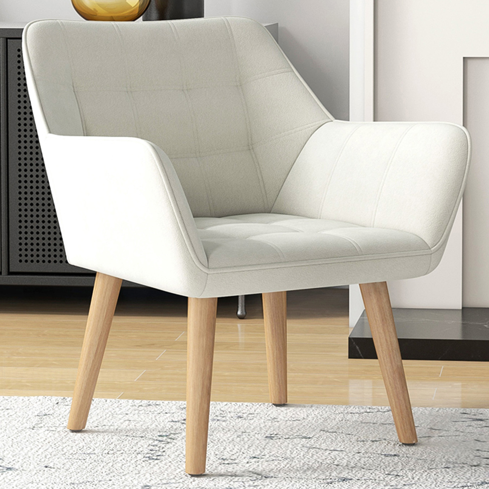 HOMCOM Cream White Accent Armchair Image 1