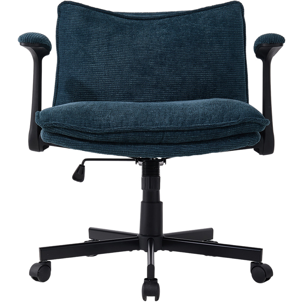 Living and Home Navy Blue Height Adjustable Chenille Upholstered Office Chair Image 3