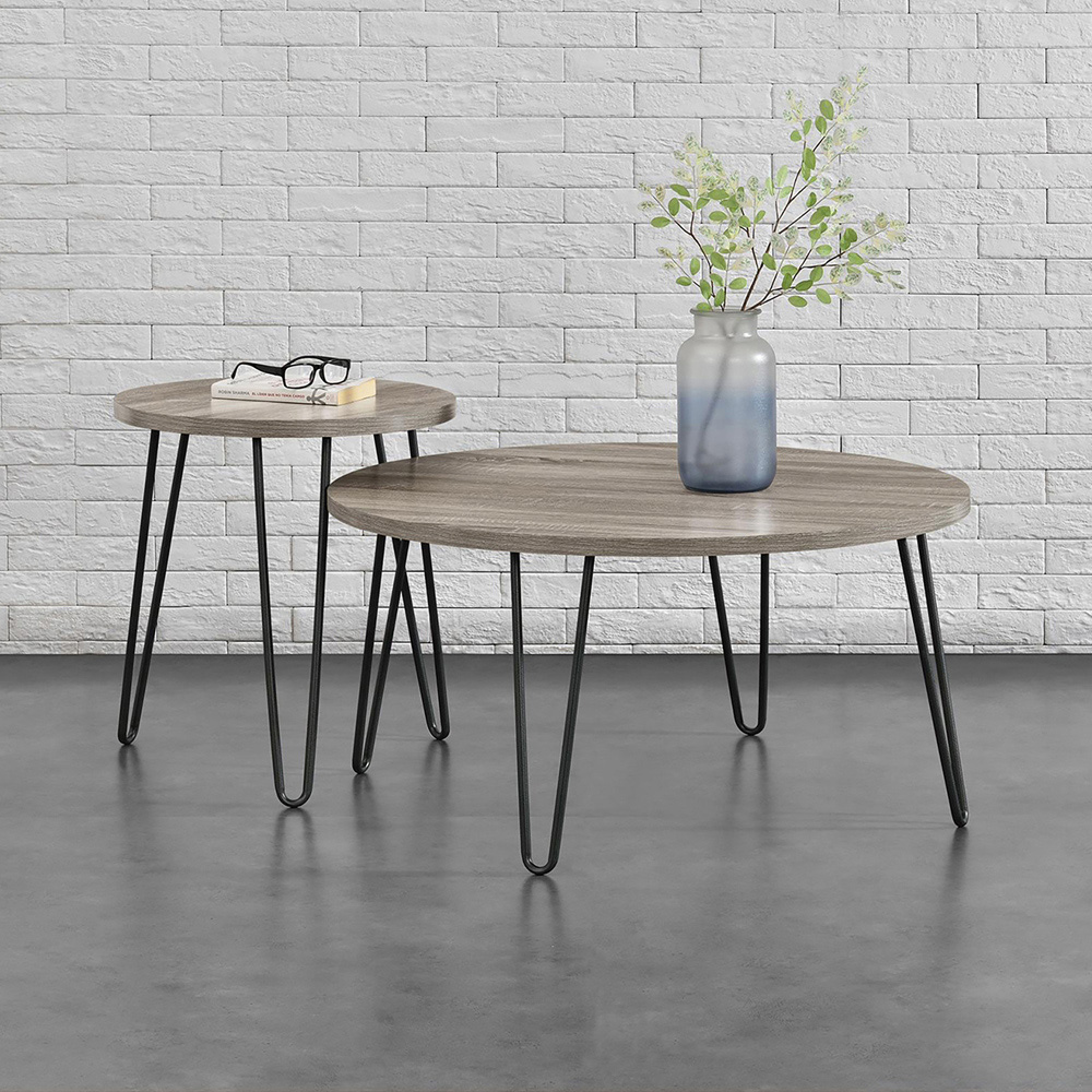 Dorel Owen Grey Oak Round Coffee Table Image 6