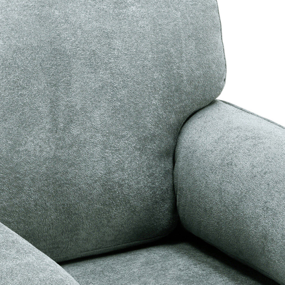 Living and Home Grey Chenille Upholstered Armchair with Footstool Image 4