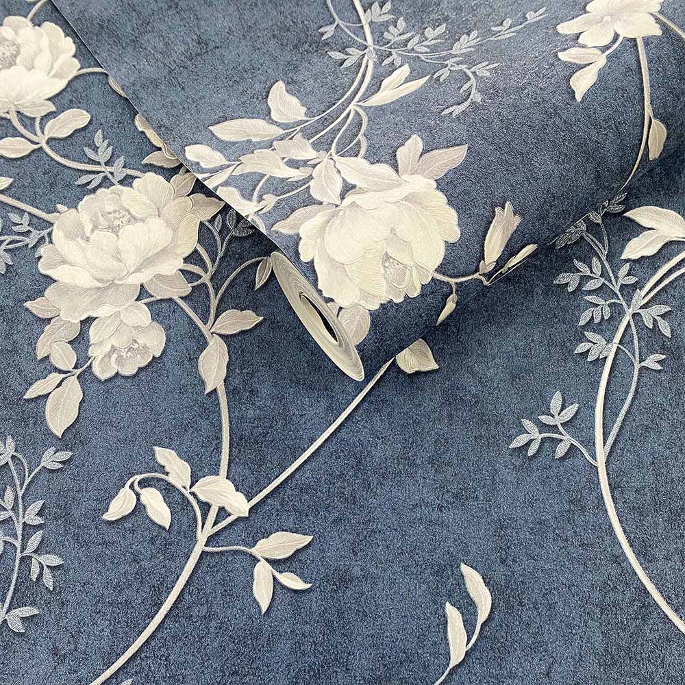 Muriva Darcy James Bettany Floral Blue Wallpaper Image 2