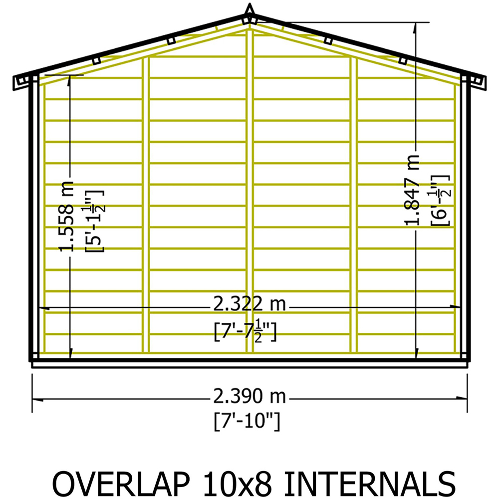 Shire 10 x 8ft Double Door Dip Treated Overlap Apex Shed Image 8