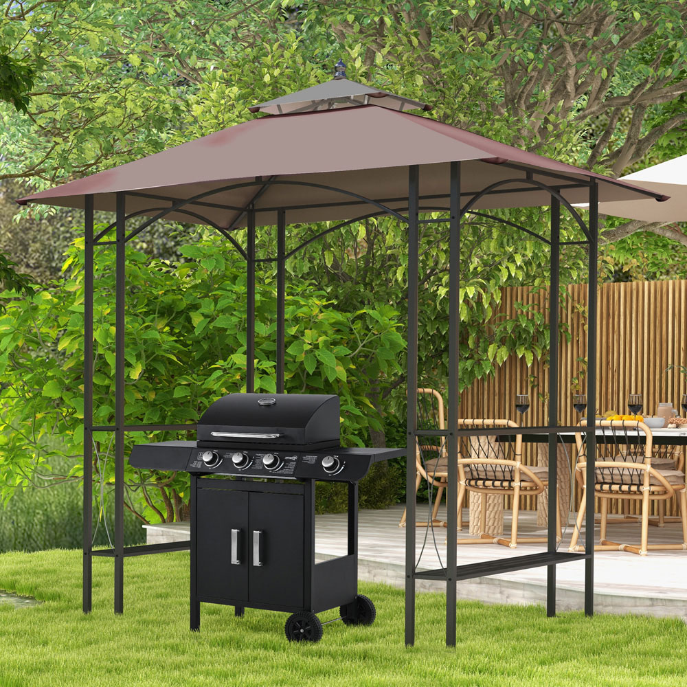 Outsunny 2.5 x 1.5m Black and Coffee BBQ Gazebo Canopy Image 1