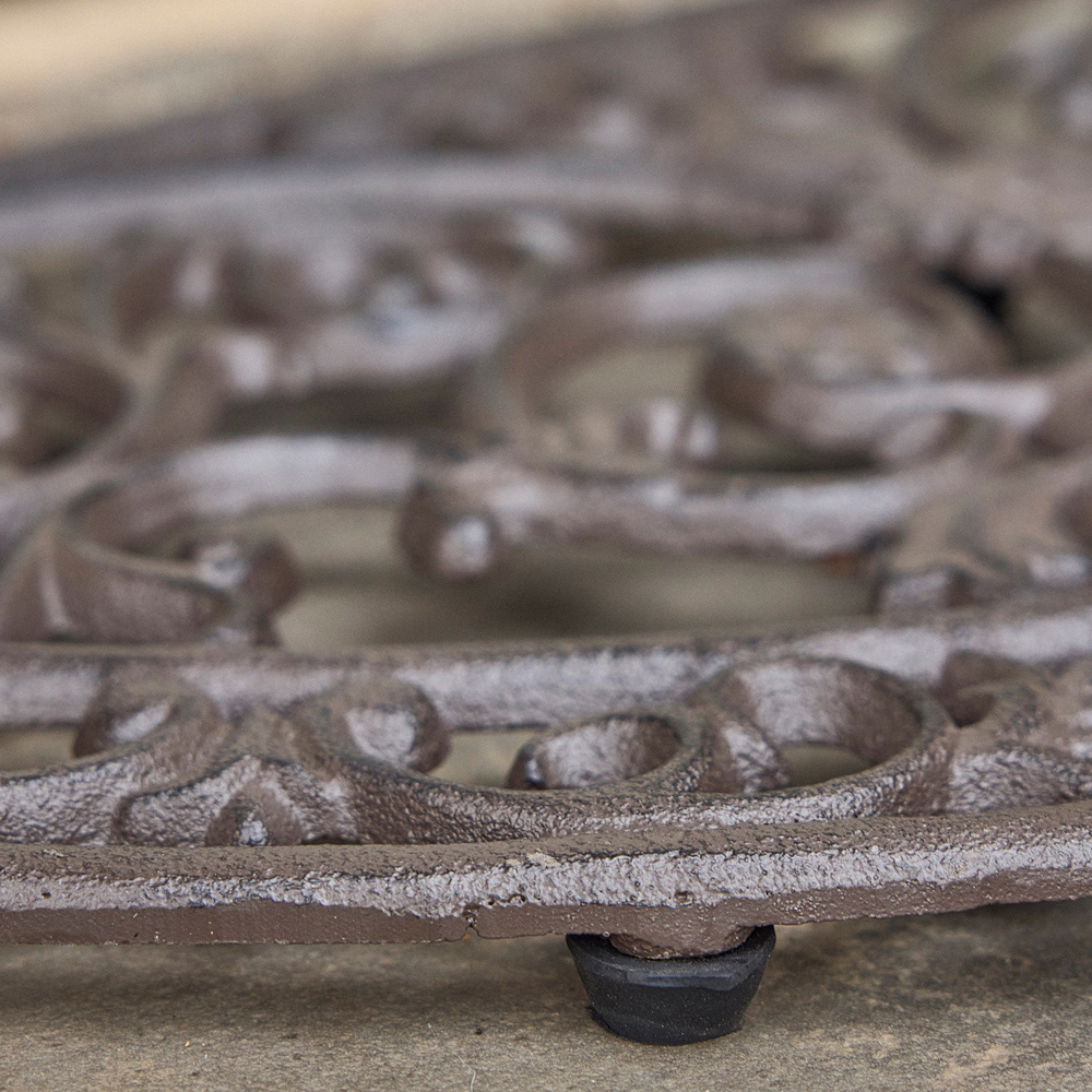 Dibor Antique Brown Cast Iron Crescent Door Mat 66.5 x 33.5cm Image 4