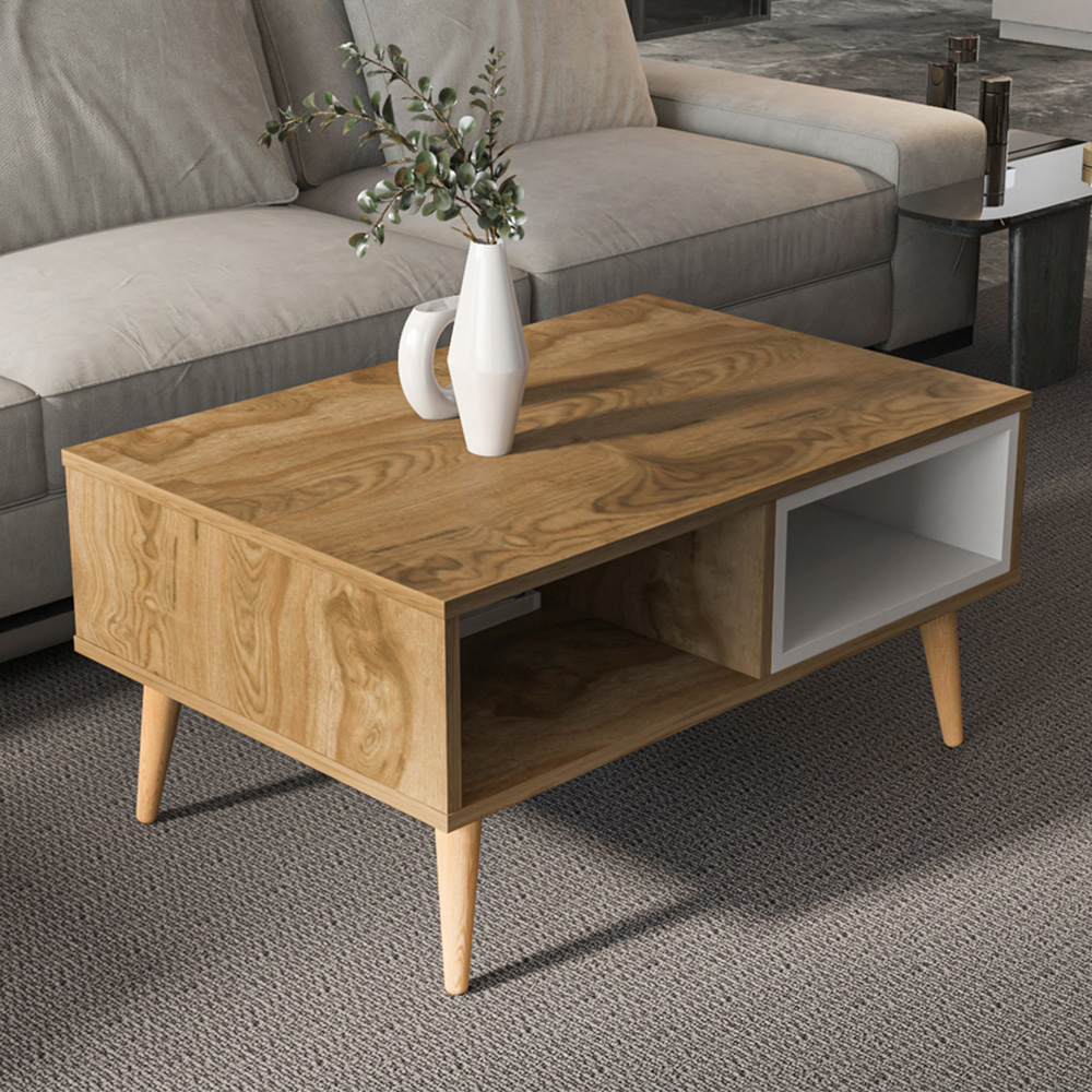 Decorotika Oberon 2 Shelf Oud and White Coffee Table Image 1
