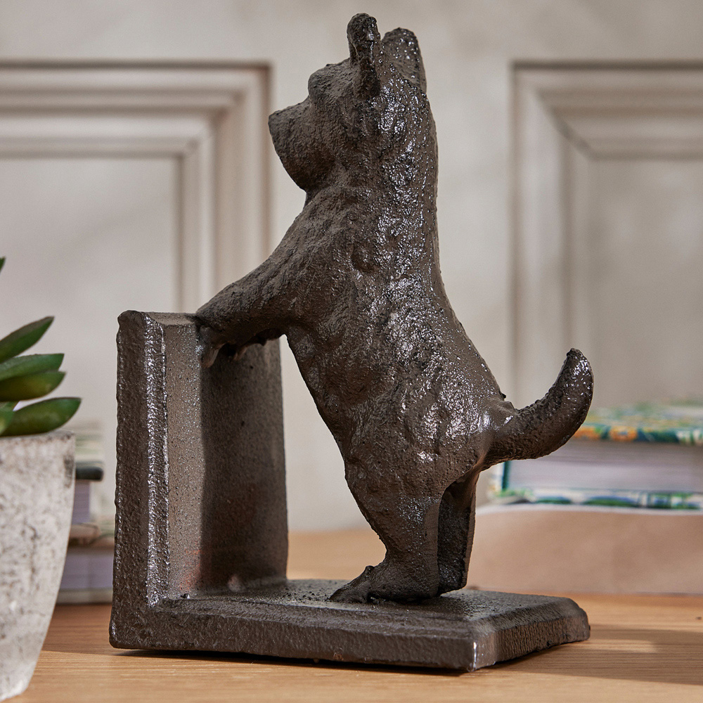 Dibor Antique Brown Westie Dog Statue Bookend 2 Pack Image 4