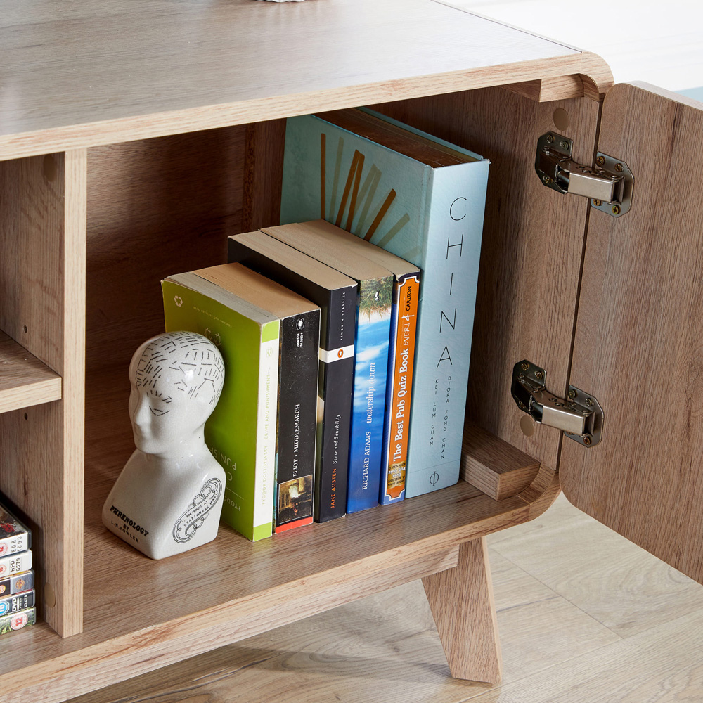 Home Source 2 Door 2 Shelf Rustic Effect TV Stand Image 3