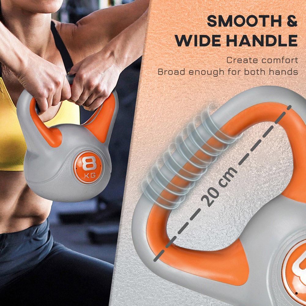 SPORTNOW Orange and Grey Kettle Bell with Handle 8kg Image 8