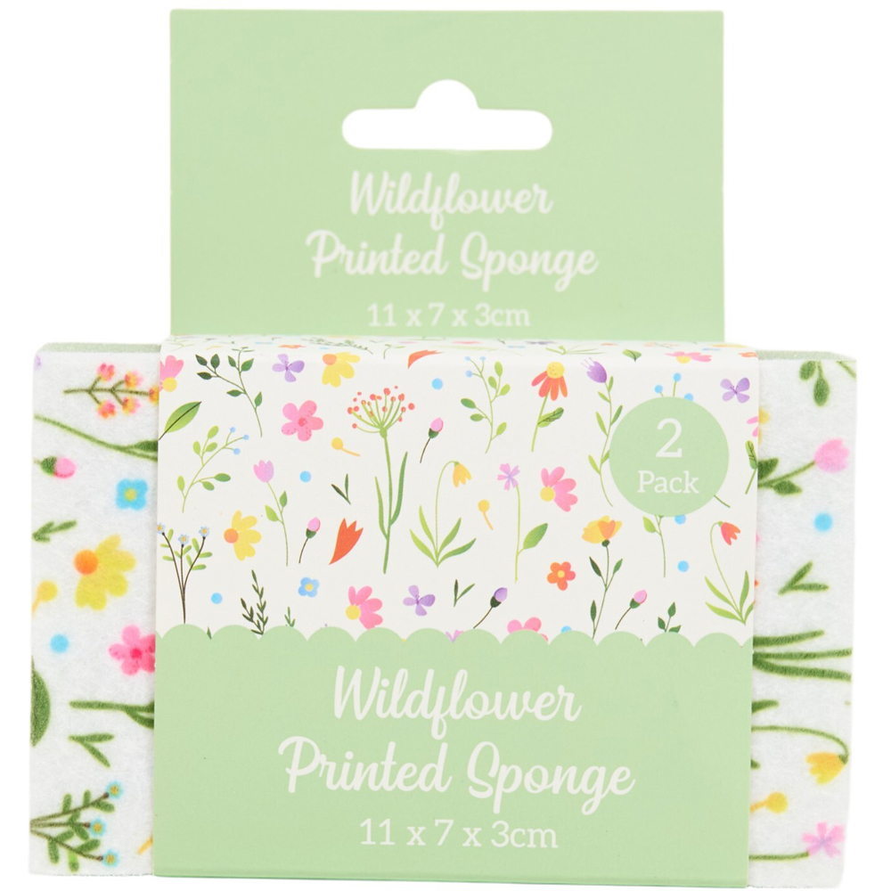 Pack of 2 Wildflower Printed Sponges Green Image 3