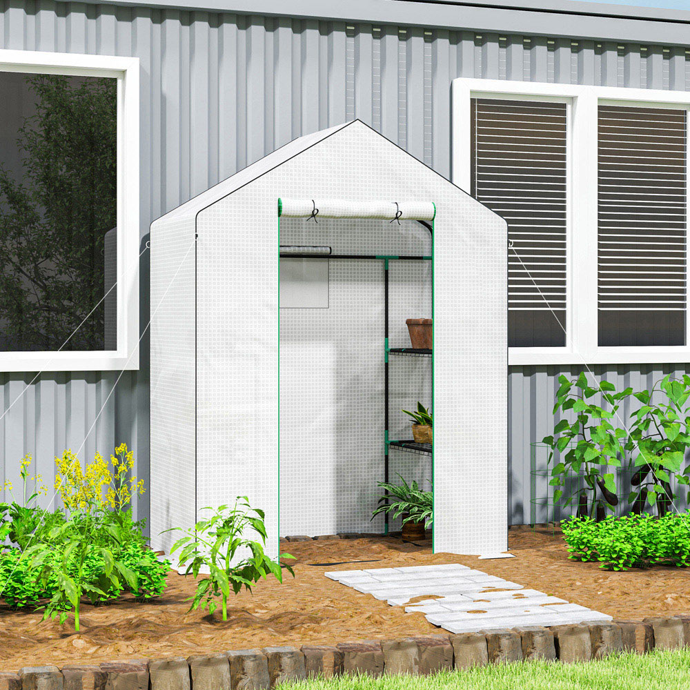 Outsunny White 4 Shelf PE Cover 4.6 x 2.4ft Greenhouse Image 2