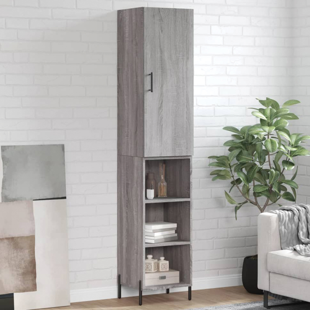 vidaXL Single Door 3 Shelf Grey Sonoma Highboard Image 1