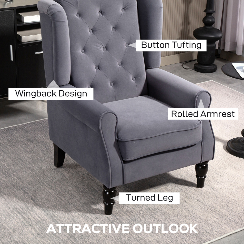 HOMCOM Tufted Club Fabric Accent Armchair Image 4