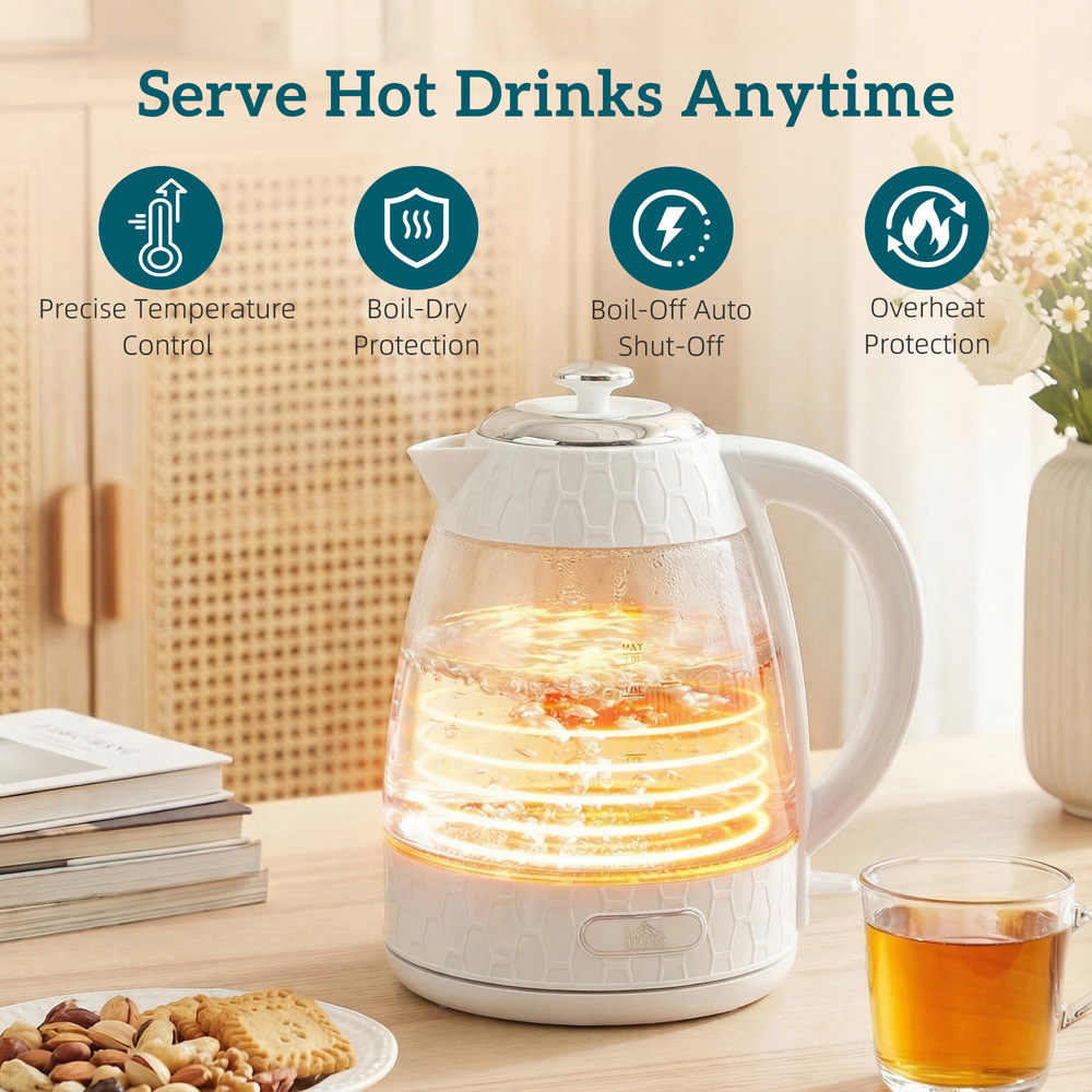 HOMCOM Cream 1.7L Fast Boil Kettle and 2 Slice Toaster Set Image 5