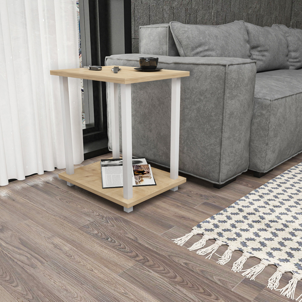 Decorotika Gurnee White and Oak Side Table Image 5