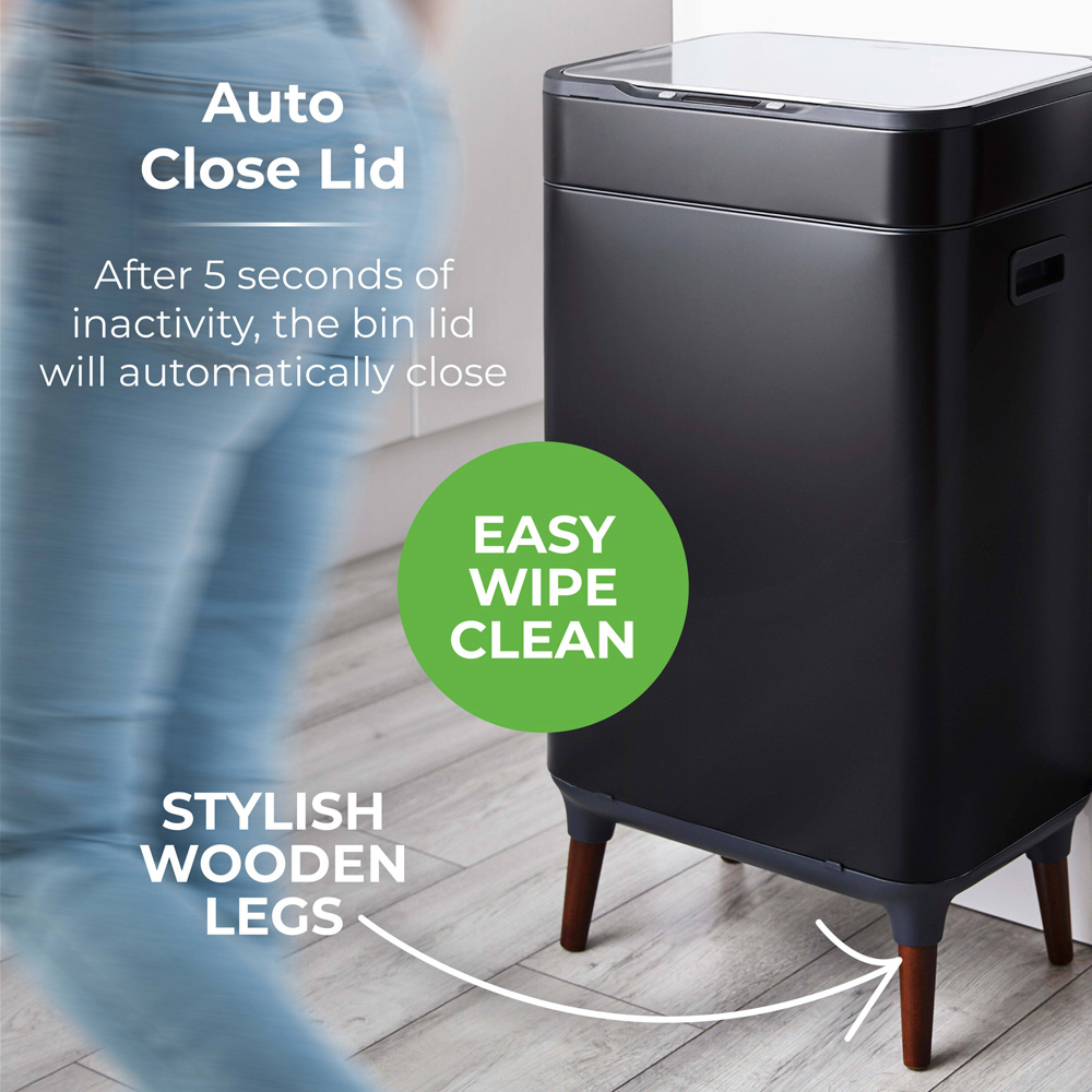 Tower Ozone Filter Black Stainless Steel Sensor Bin 65L Image 8