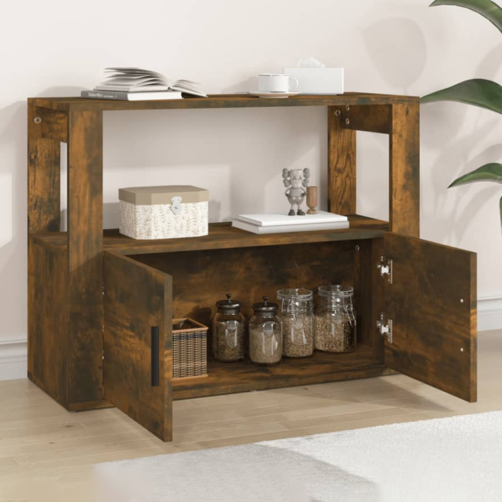 vidaXL 2 Door Single Shelf Smoked Oak Sideboard Image 1