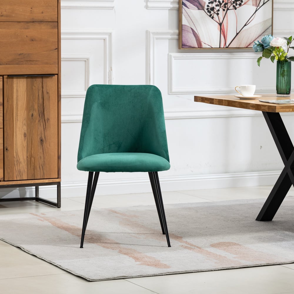 Artemis Home Morandi Set of 2 Green Velvet Dining Chair Image 2