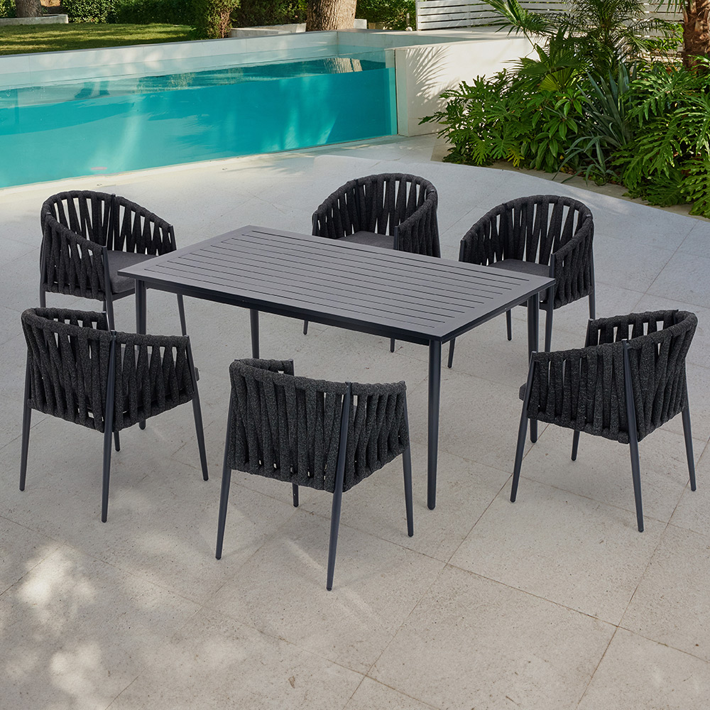 Home Detail Bondi 6 Seater Garden Dining Set Grey Image 1