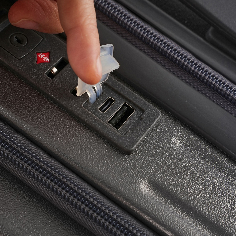 H&O Direct Grey ABS Suitcase with Front Opening and Spinner Wheels 20 inch Image 3