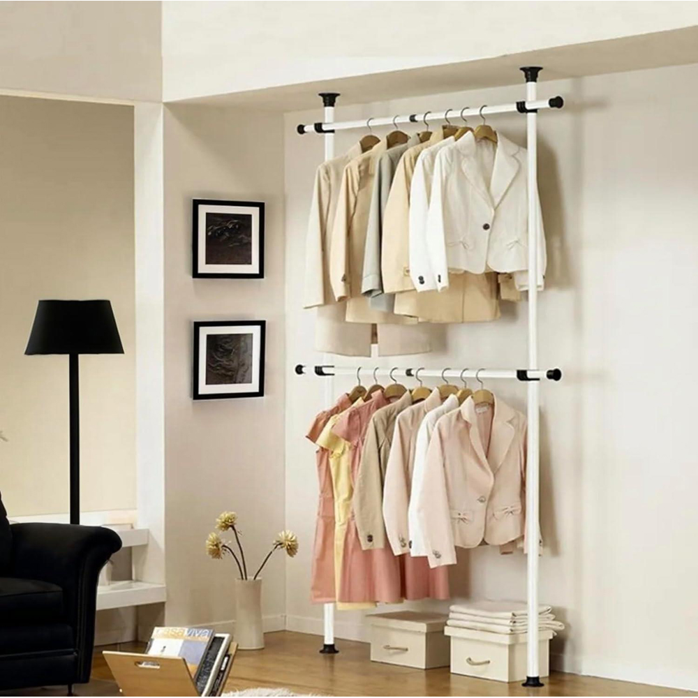 House of Home 2 Tier Telescopic Hanging Rail Adjustable Wardrobe Image 2