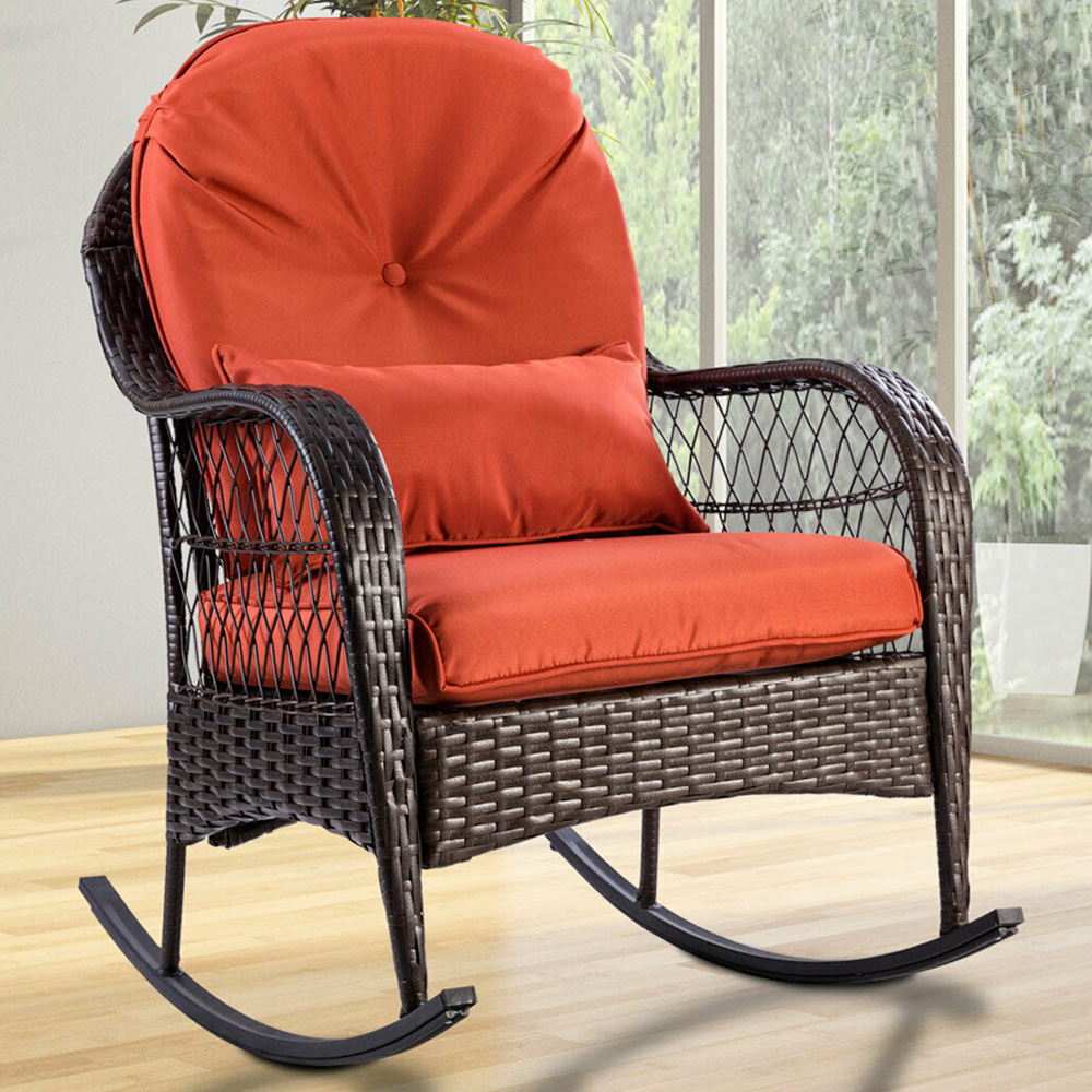 Costway Rattan Rocking Chair with Cushion Image 1