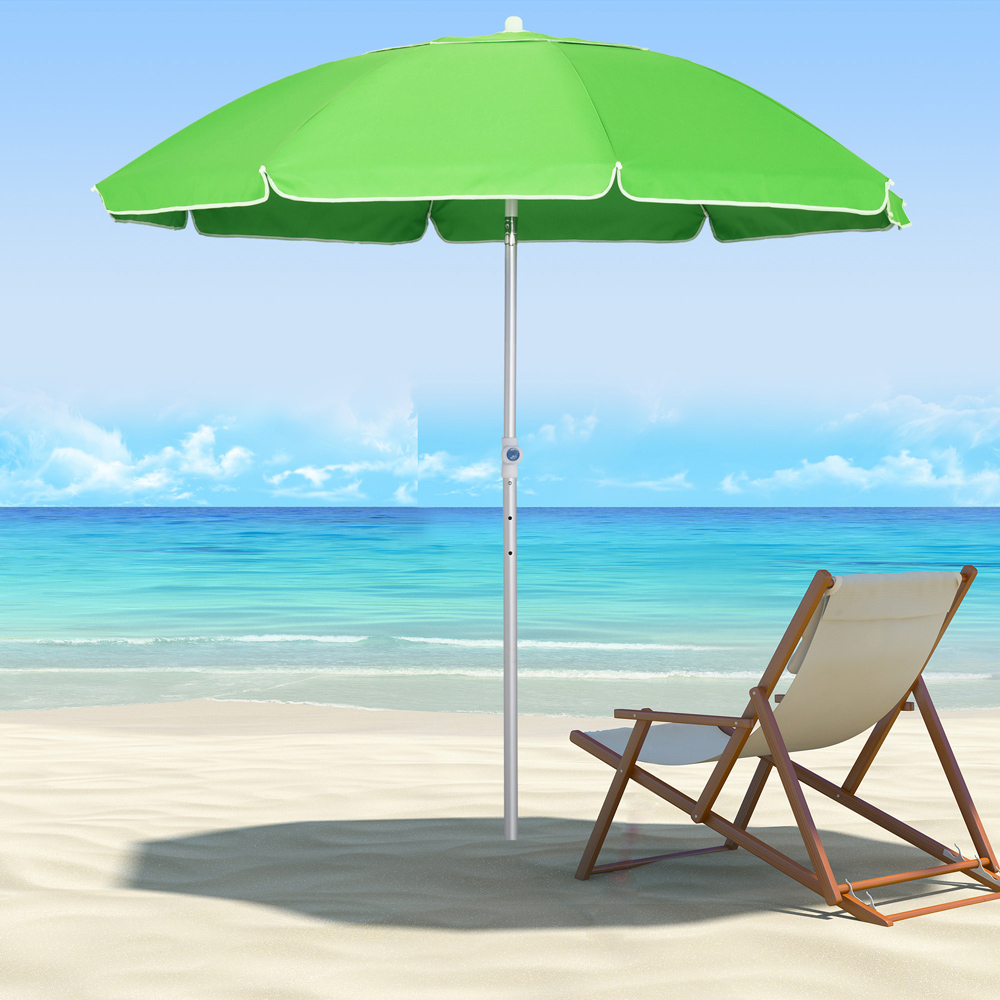Outsunny Green Arched Tilting Beach Parasol with Carry Bag 1.9m Image 2
