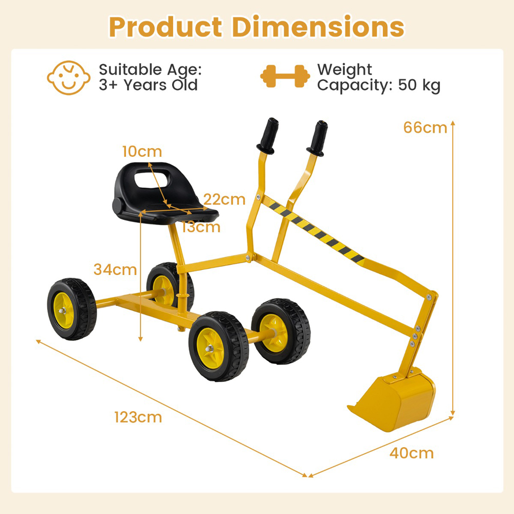 Costway Kids Yellow Rotatable Sand Digger Image 7