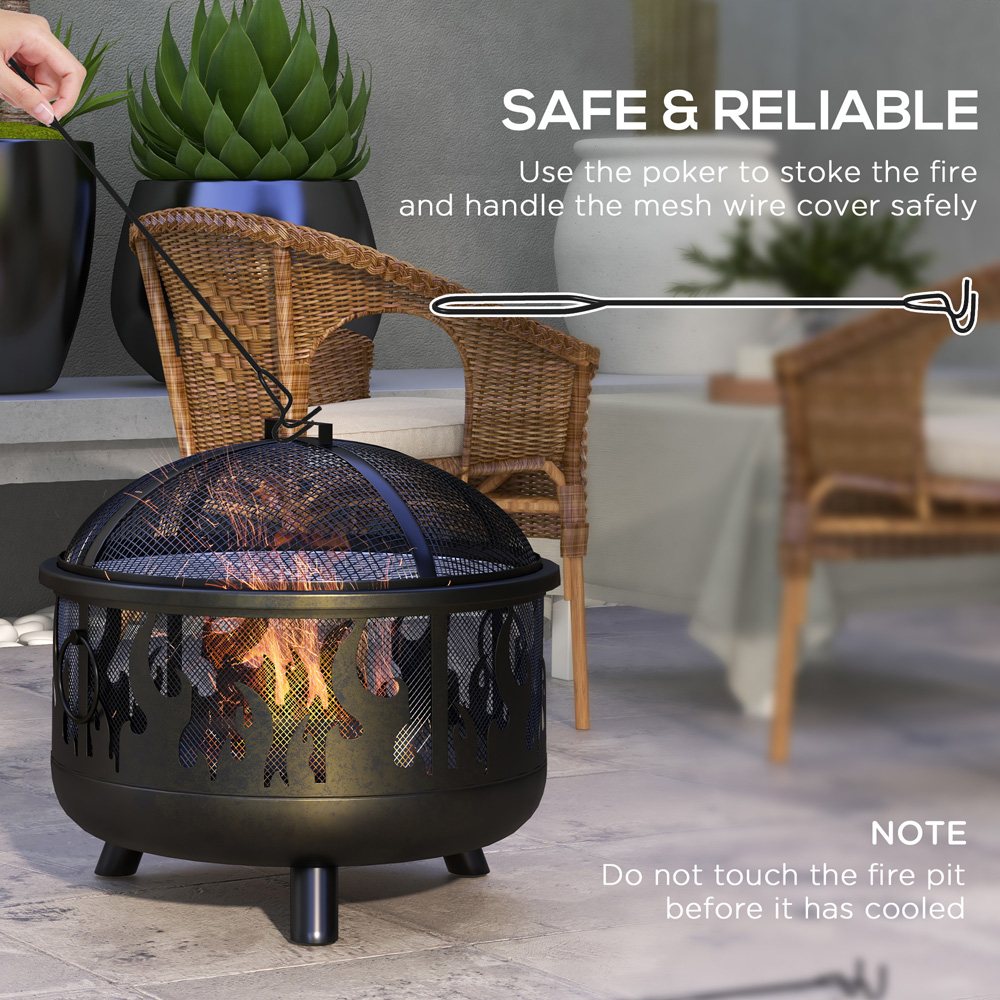 Outsunny 2 in 1 Round Metal Firepit with Lid Image 5