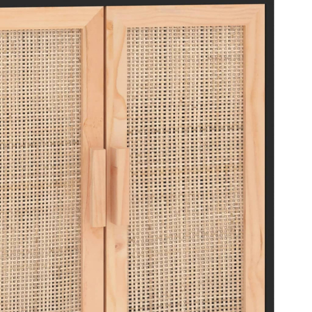 vidaXL 2 Door Black Rattan Wooden Sideboard Image 6