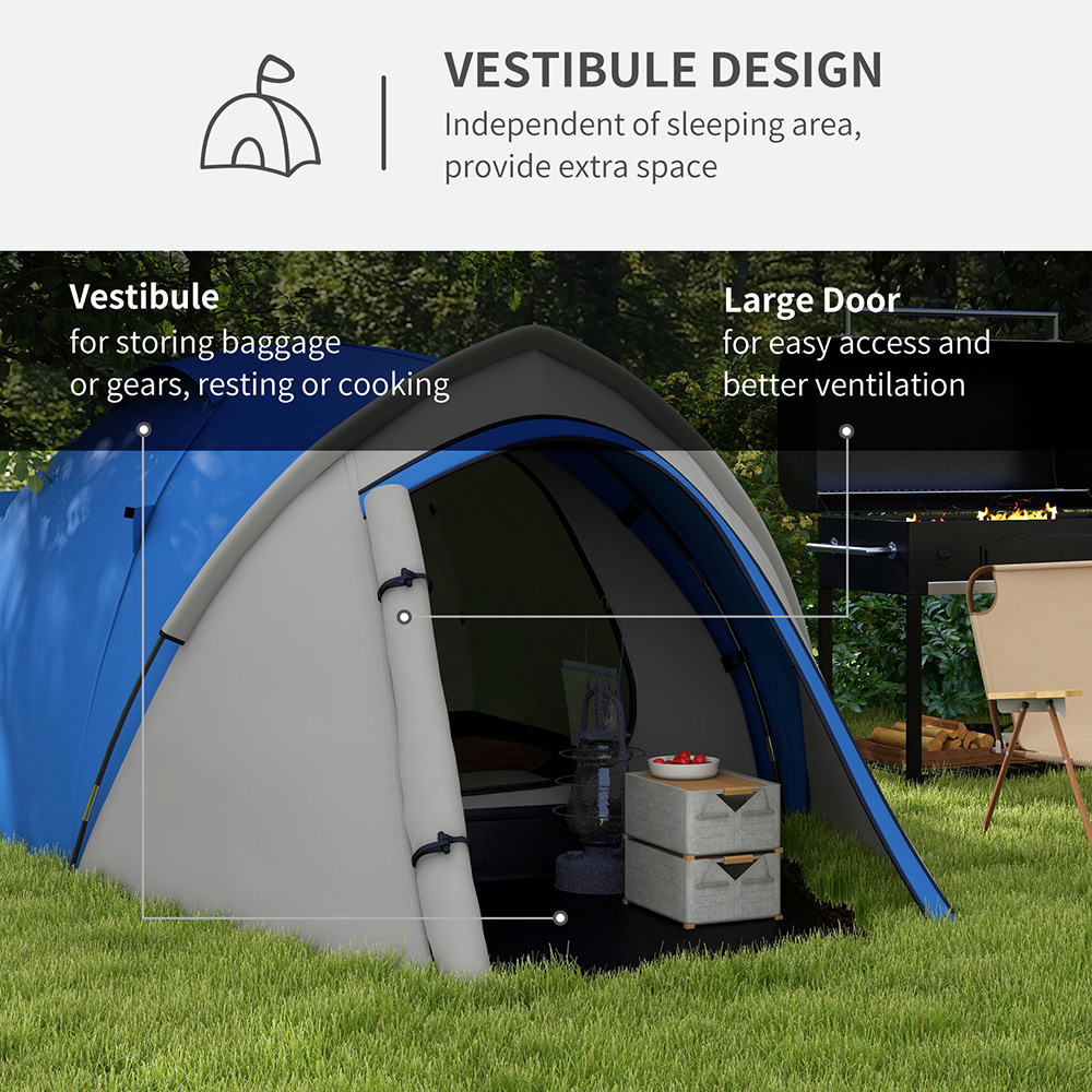 Outsunny 2 Person Waterproof Camping Tent Blue and Grey Image 5