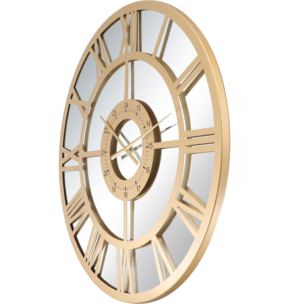 Charles Bentley Coniston Gold Mirrored Round Skeleton Indoor and Outdoor Wall Clock 80cm Image 3