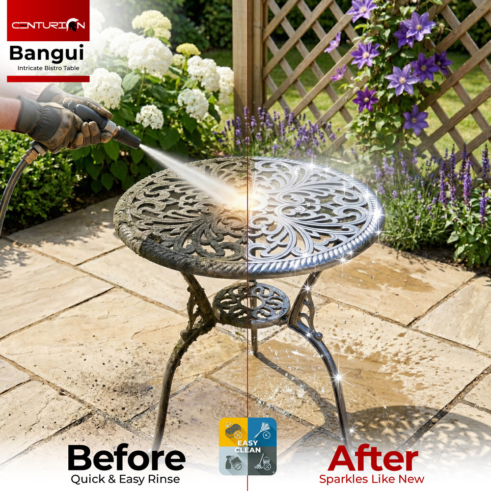 Centurion Bangui 2 Seater Grey Round Garden Bistro Table with Parasol Hole Image 8