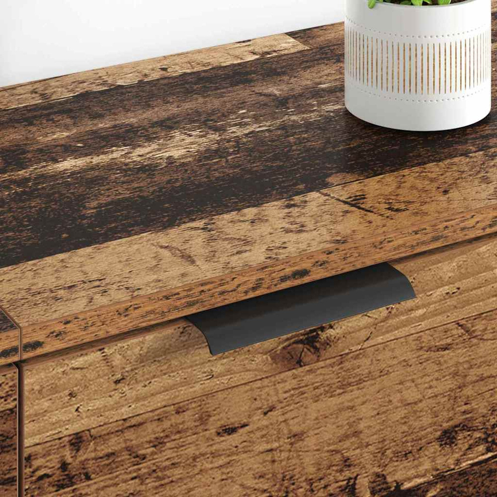 vidaXL 2 Door Single Drawer Old Wood Sideboard Set of 2 Image 4