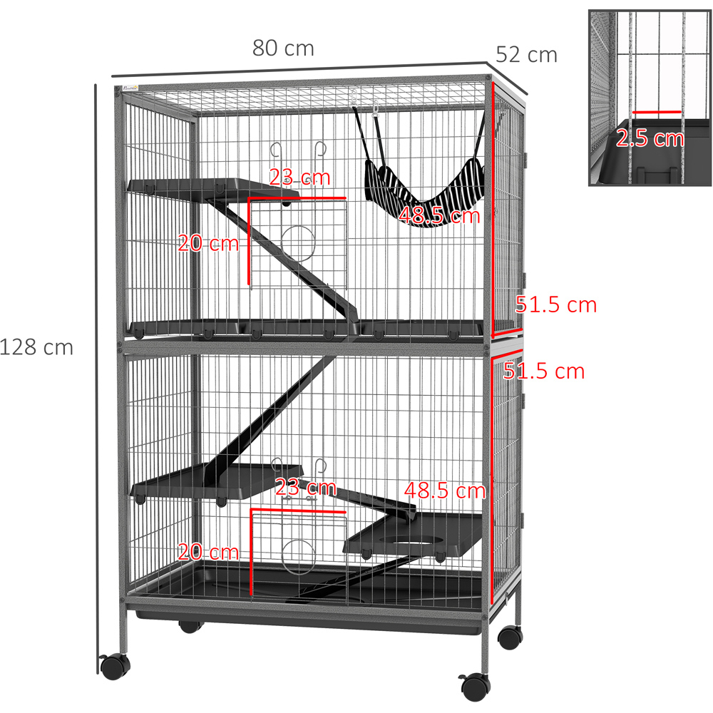 PawHut Black Small Animal Cage 128 x 52 x 80cm Image 7