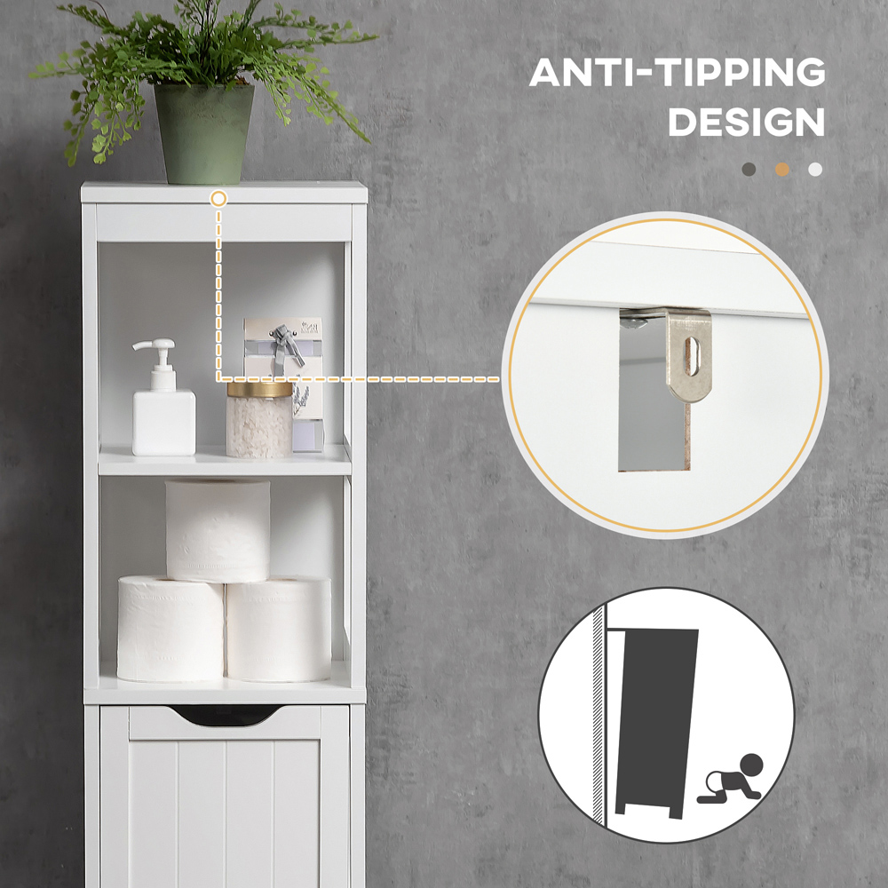 HOMCOM 3 Drawer 2 Open Shelf White Slim Bathroom Storage Unit Image 8