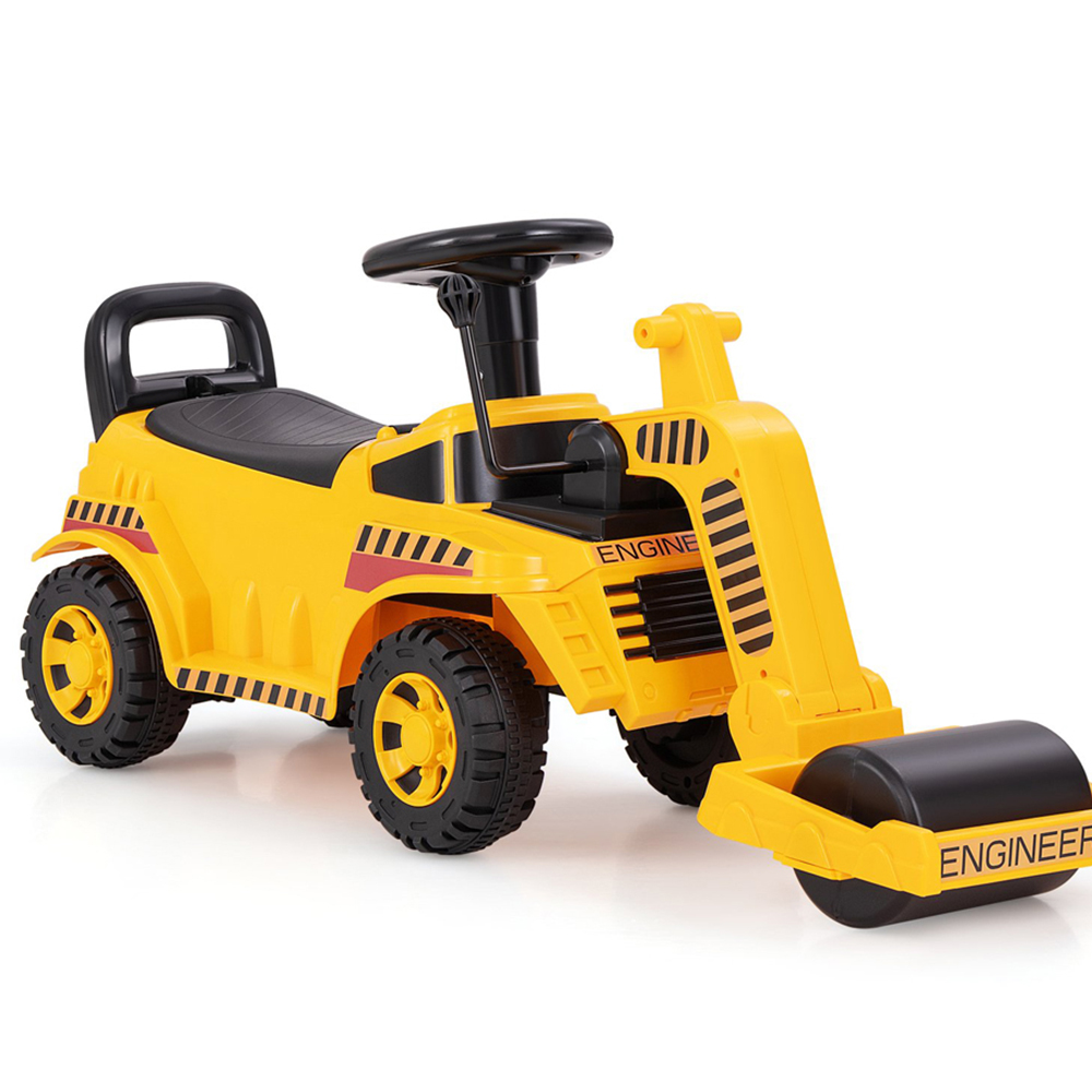 Costway Kids Yellow Ride On Road Roller with Adjustable Roller and Anti-Tipping Block Image 4