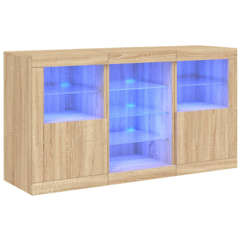 vidaXL 2 Door 8 Shelf Sonoma Oak Sideboard with LED Lights Image 2