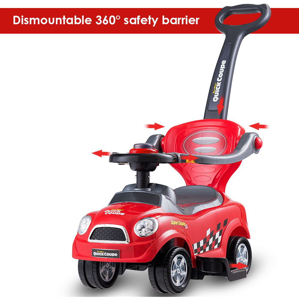 Costway 3 in 1 Red Kids Ride On Car with Push Handle Image 4