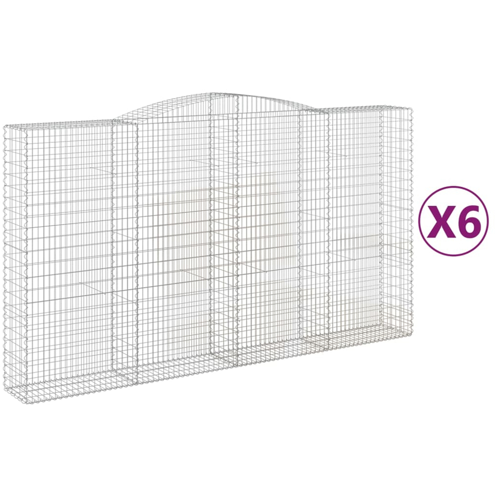 vidaXL Silver Galvanised Iron Arched Gabion Basket 400 x 50 x 220/240cm 6 Pack Image 4