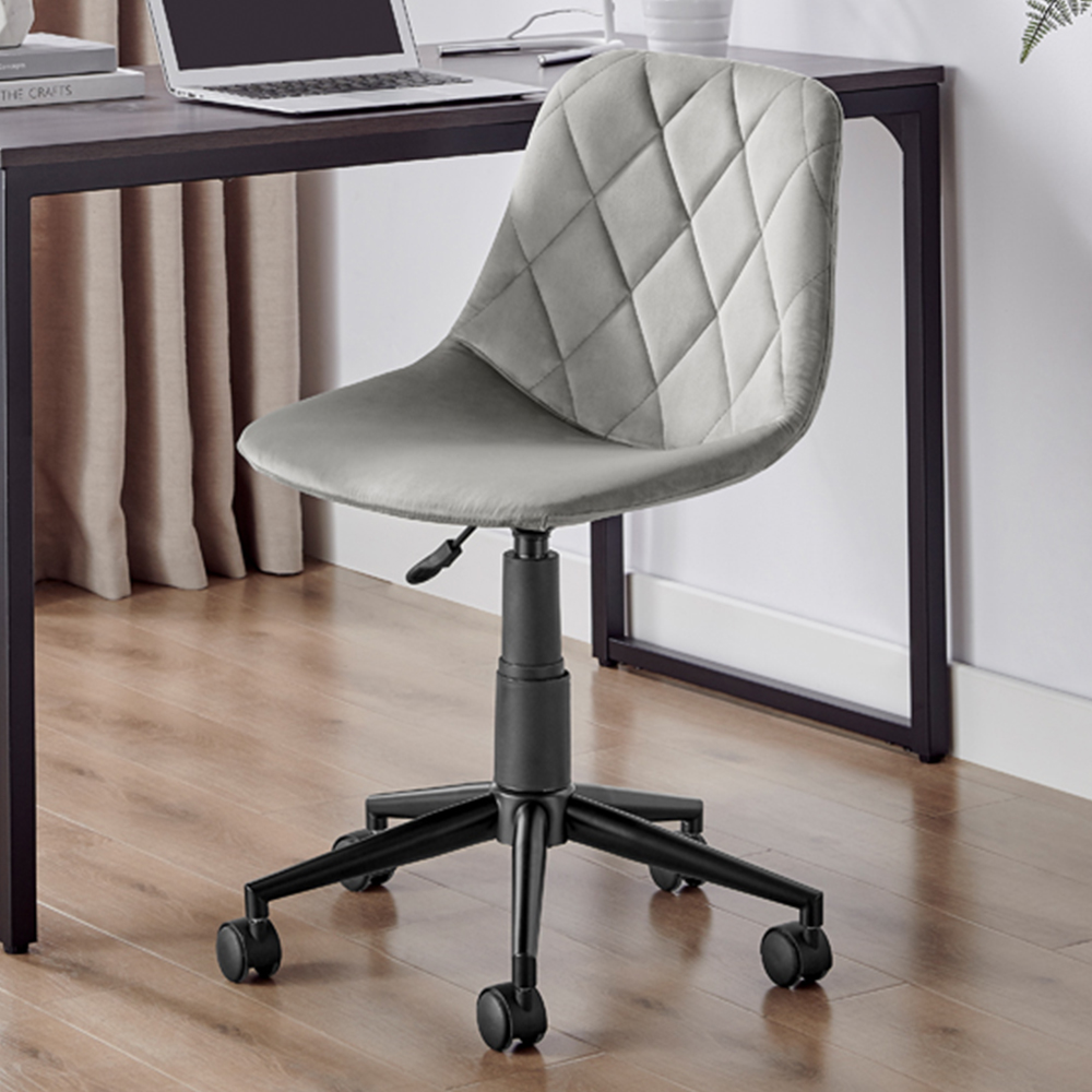 Furniturebox Theresa Grey Velvet Office Chair Image 1